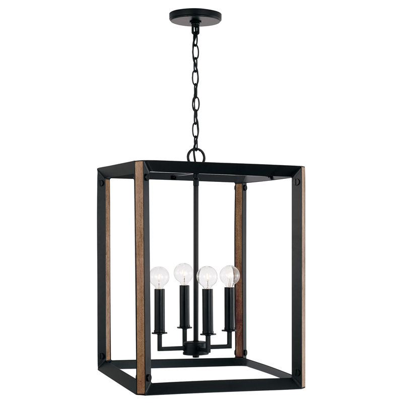 Hall moyen 4 lumières l 16 po x H 22 po en bois noir mat et brun mat
