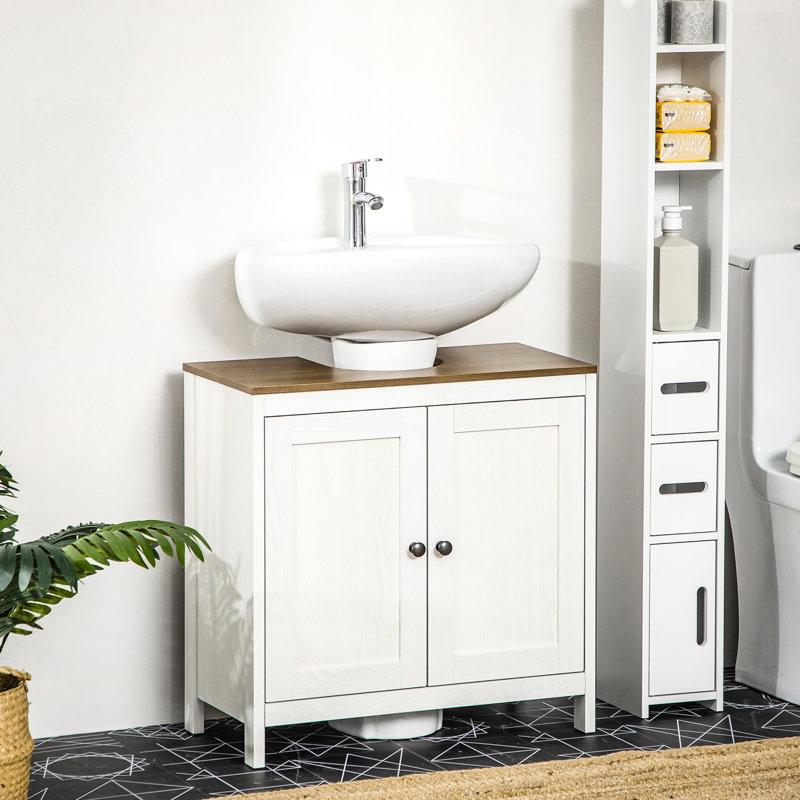 Commode de plancher sous le lavabo, tablette réglable, armoire à portes doubles, debout, lavabo, matériaux
