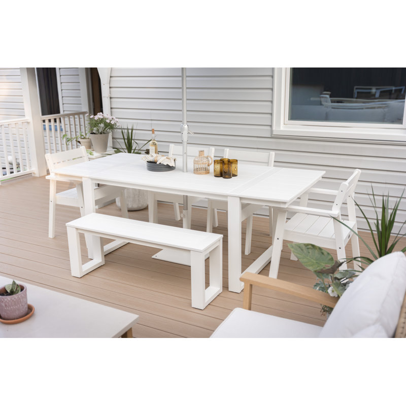 Calla Outdoor Rectangle Dining Table, Nature, Aruba Blue