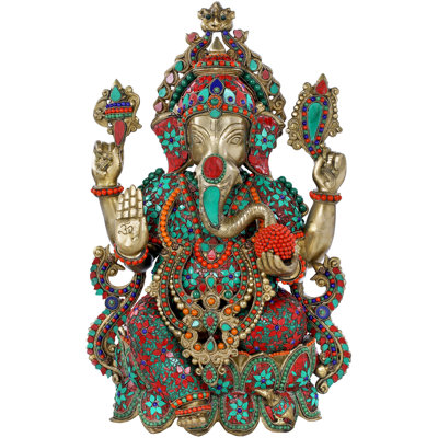 Quatre bras de bénédiction Ganesha assis sur un lotus