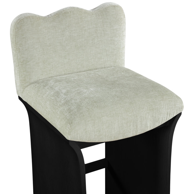 Tabouret de comptoir Shaw Cassady, Tissu chenille menthe, Noir