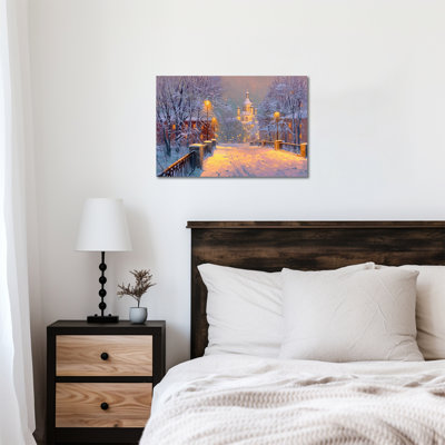 Winter Landscape Wall Art - Winter Scene Pictures Wall Decor, Snow Painting Winter Canvas Wall Art for Living Room, Winter Artwork Prints for Home Wall Decor, Frame Wrapped Canvas, 12×16 inches