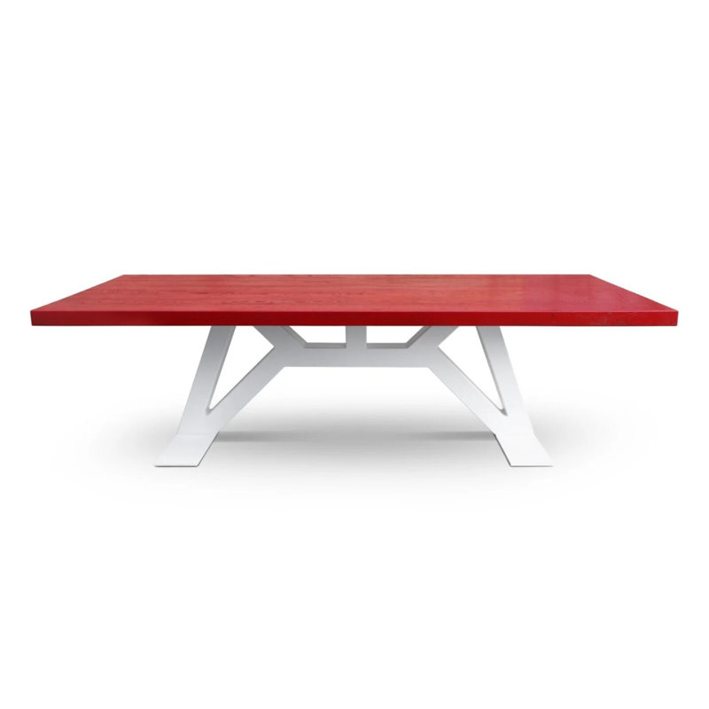 Neus Solid Wood Top Metal Base Dining Table