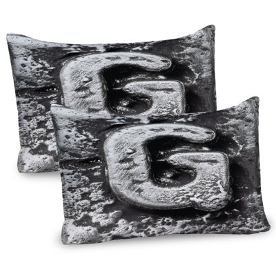 Ambesonne Letter G Pillow Sham 2 Pack Capital Gothic Effect Grey Grey -  pil-2_44586_26x20