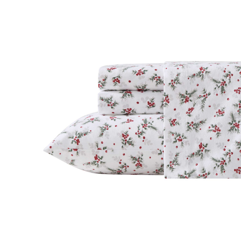 100% Cotton 200 Thread Count Flannel Sheet Set, Twin Sheet Set with 1 Pillowcase, School of Fish