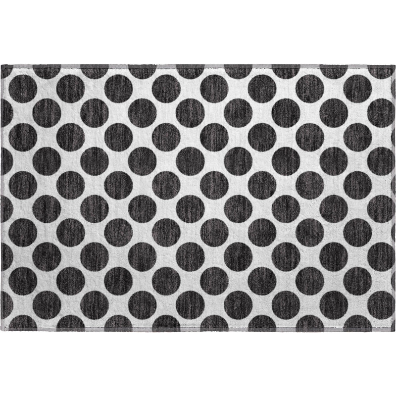 Premium Machine Washable Prisco Black Rug, Rectangle 1'8" x 2'6"