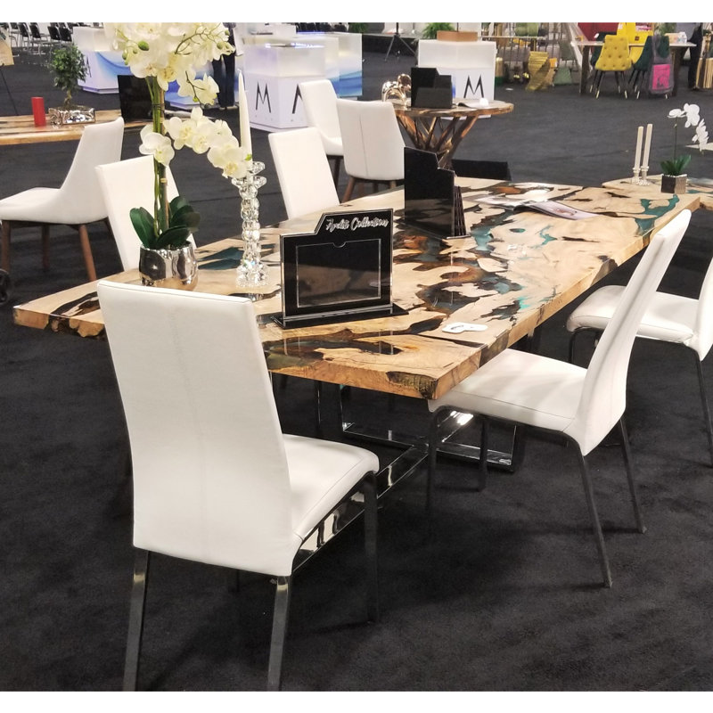 Metal Base Dining Table, H75 x L244 x W122cm