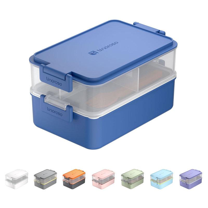 Boîte à bento empilable tout-en-un Linoroso, Bleu classique