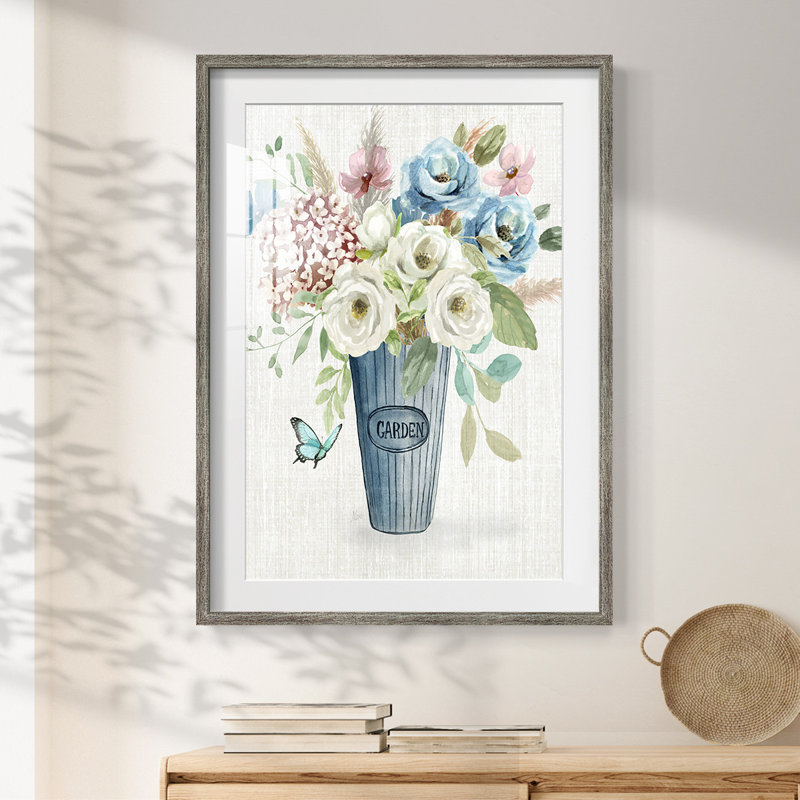 Bouquet de jardin - impression encadrée, Vieilli, H 19,5 po x l 16,5 po