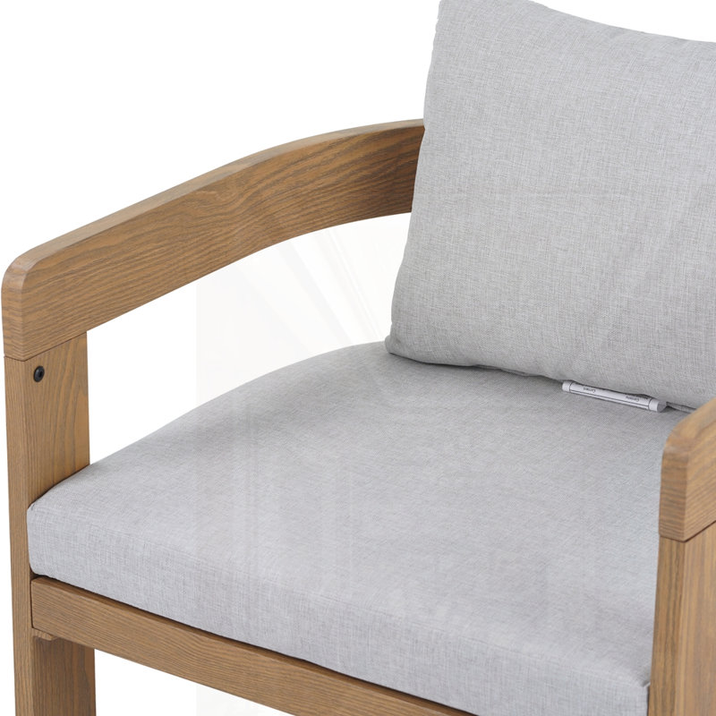 Ensemble de 2 chaises en aluminium, Coussin gris clair / structure en teck