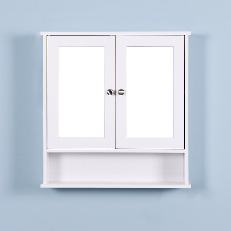 Armoire de rangement blanche contemporaine avec miroirs et armoire murale contemporaine à 2 portes