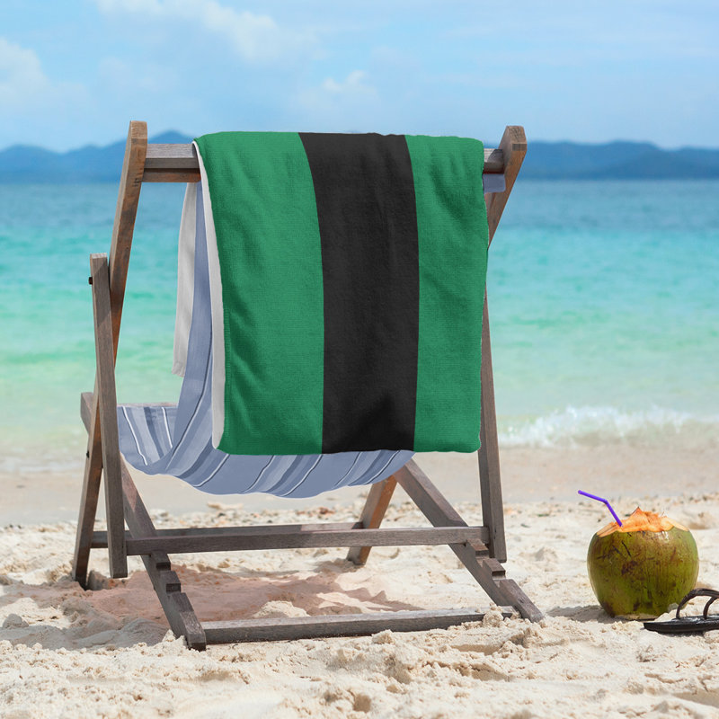 Lightweight Beach Towel, Green/Black/Green