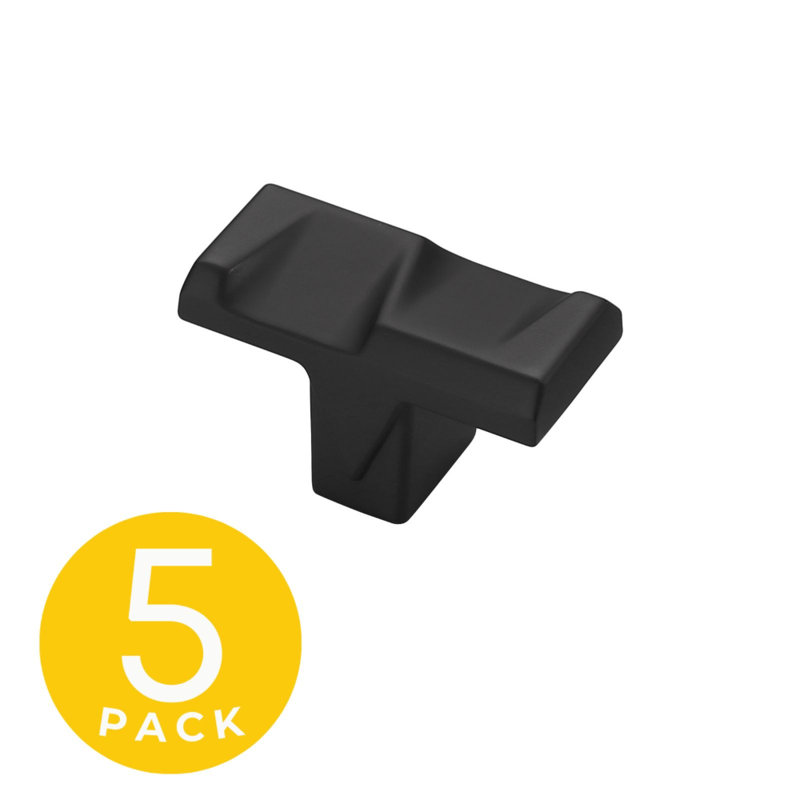 Geiger Series 1 in. Modern Black Cabinet Knob (5 Pack), Black