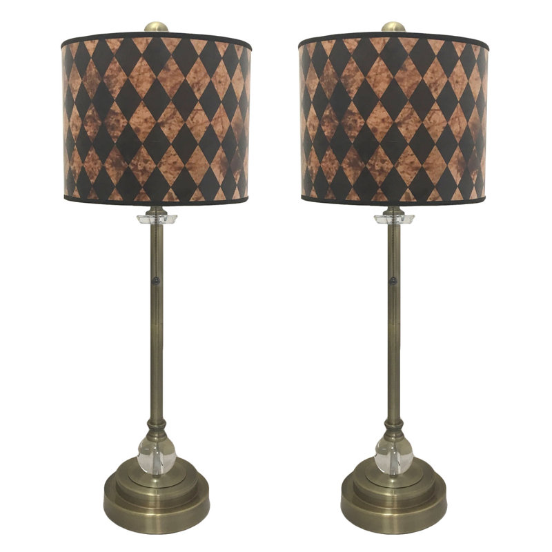 Dimaina Crystal Buffet Lamp, Antique Brass/Brown