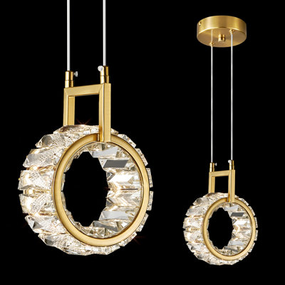 Îlot de cuisine Mini luminaire suspendu moderne en cristal à DEL Lustre doré pour la salle à manger Salon Cuisine Chambre Bar