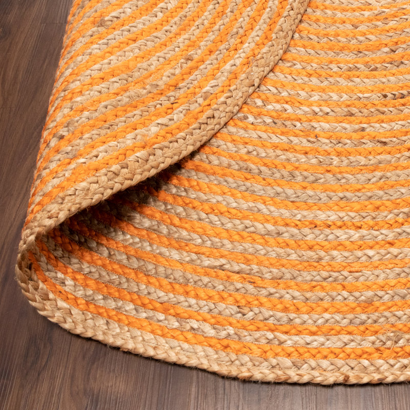Tapis orange tressé à la main Nickelsville, Rond 10 pi
