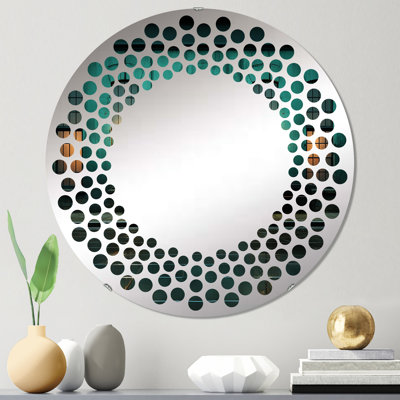 Photographie industrielle turquoise crépuscule II - Miroir mural à pois-MIR111667-Rond