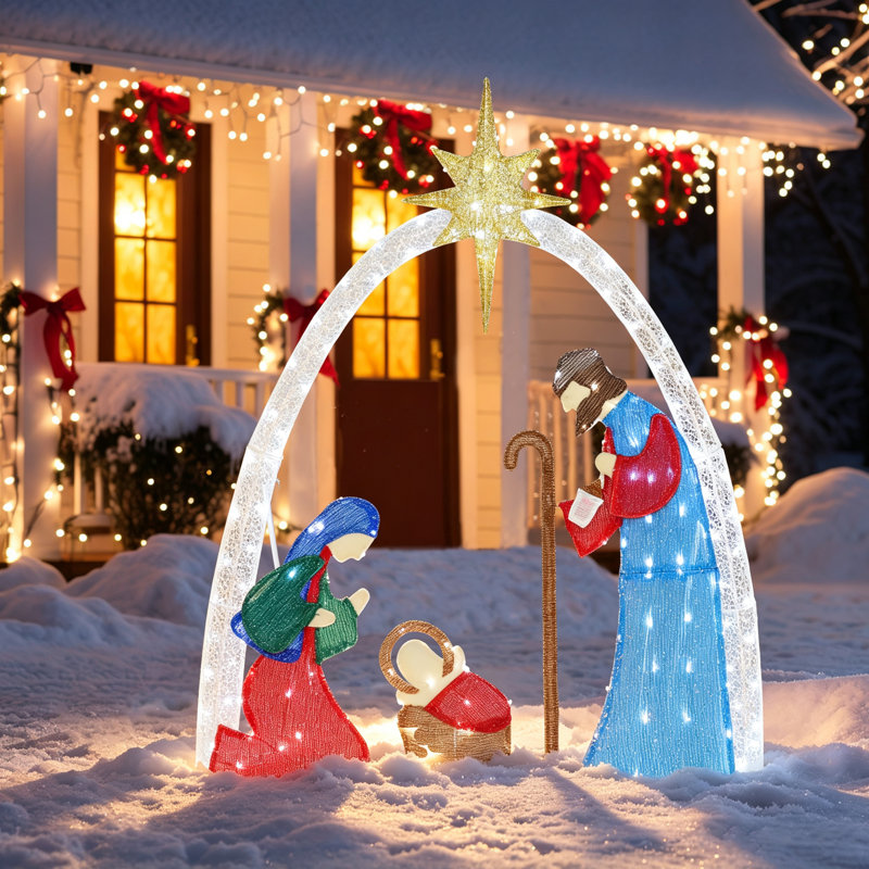 Crèche de Noël lumineuse 5 pi Gutierrez, Multi-couleur