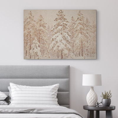 Winter Minimalist Snow-Covered Pine Forest Landscape Print Pictures Frame Canvas Print Wall Art