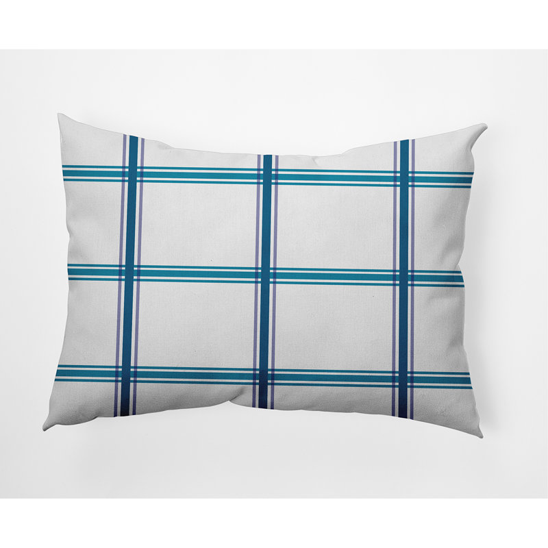 Coussin décoratif géométrique, Automne bleu, 14 po x 20 po, polyester