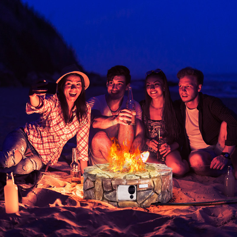 Tanessa Round Steel Propane Smokeless Fire Pit, Brown