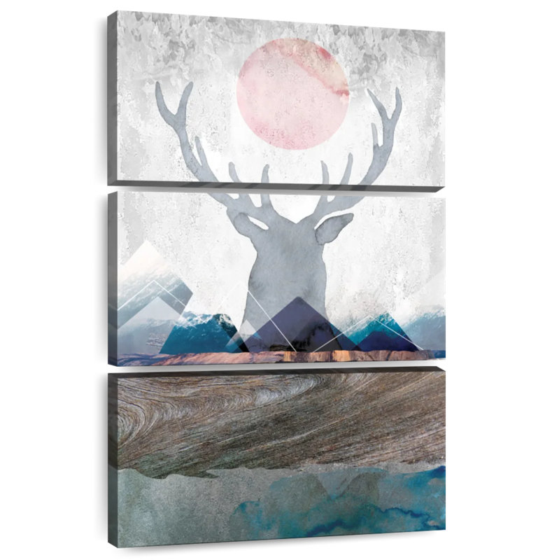 Brampt Deer And Mountains, 74" H x 48" W
