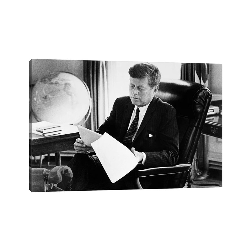 John F Kennedy - Wrapped Canvas Print, 66.04 cm H x 45.72 cm W x 3.175 cm D
