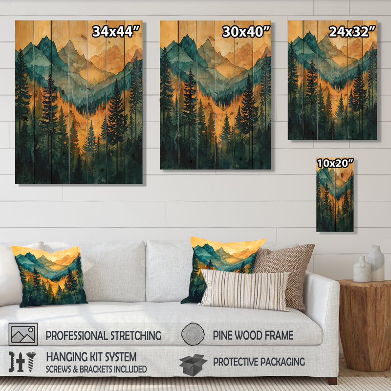 Échos de la forêt au sommet de l'Alaska III - impression sur bois de l'Alaska - sur bois de pin naturel, H 32 po x l 24 po