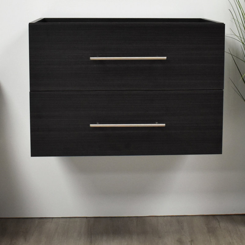 Base de meuble-lavabo mural simple 29 po Abdirahman, Black Ash