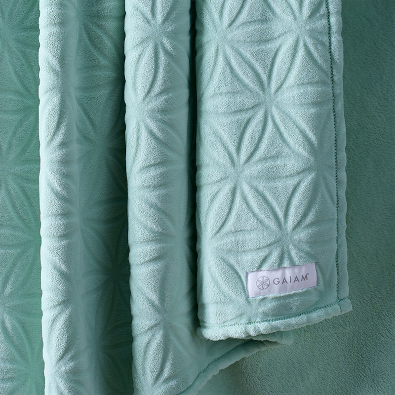 Couverture en peluche 100% polyester GAIAM Velvetloft, Bleu océan, Grand lit