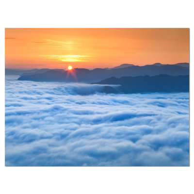 " Sunrise Over Misty Sea Waters "