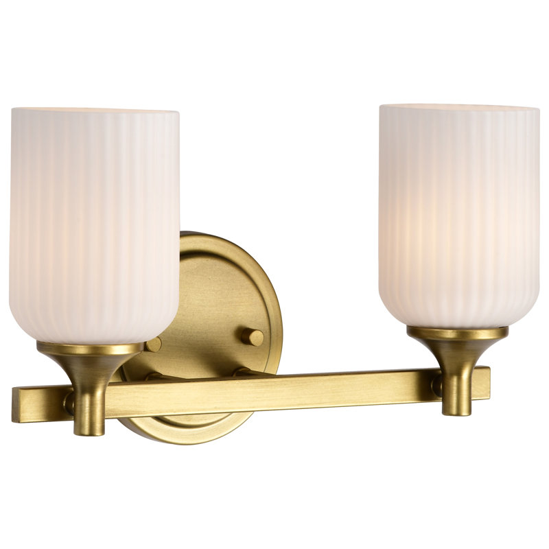 Meuble-lavabo Solara, 13,38 po de largeur, Laiton naturel, Deux lumières