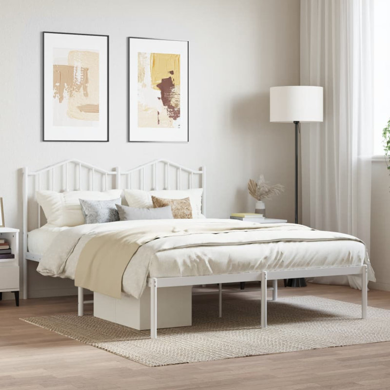 Affton Metal Bed, White, Kingsize (5')