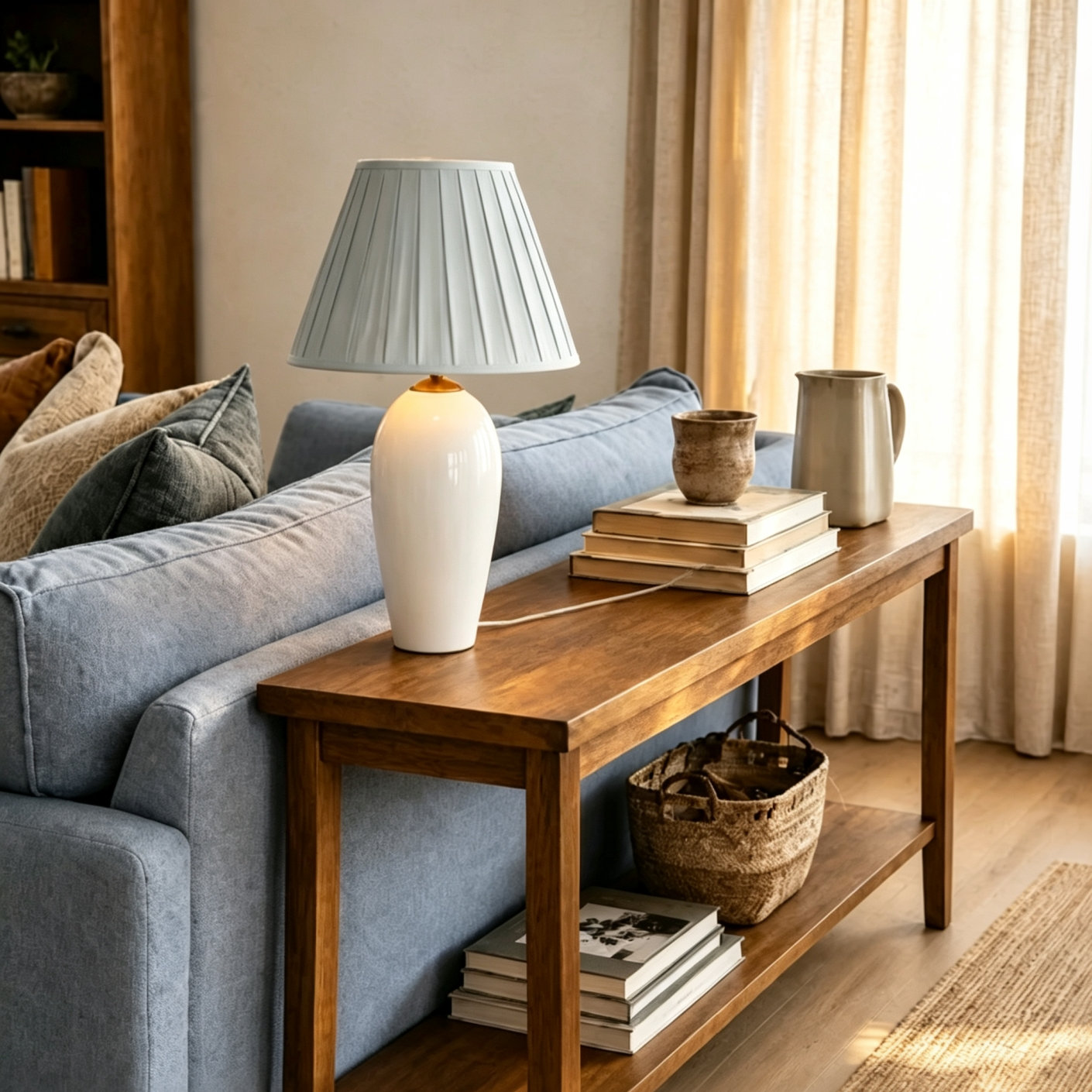 Ceramic Table Lamp, Blue