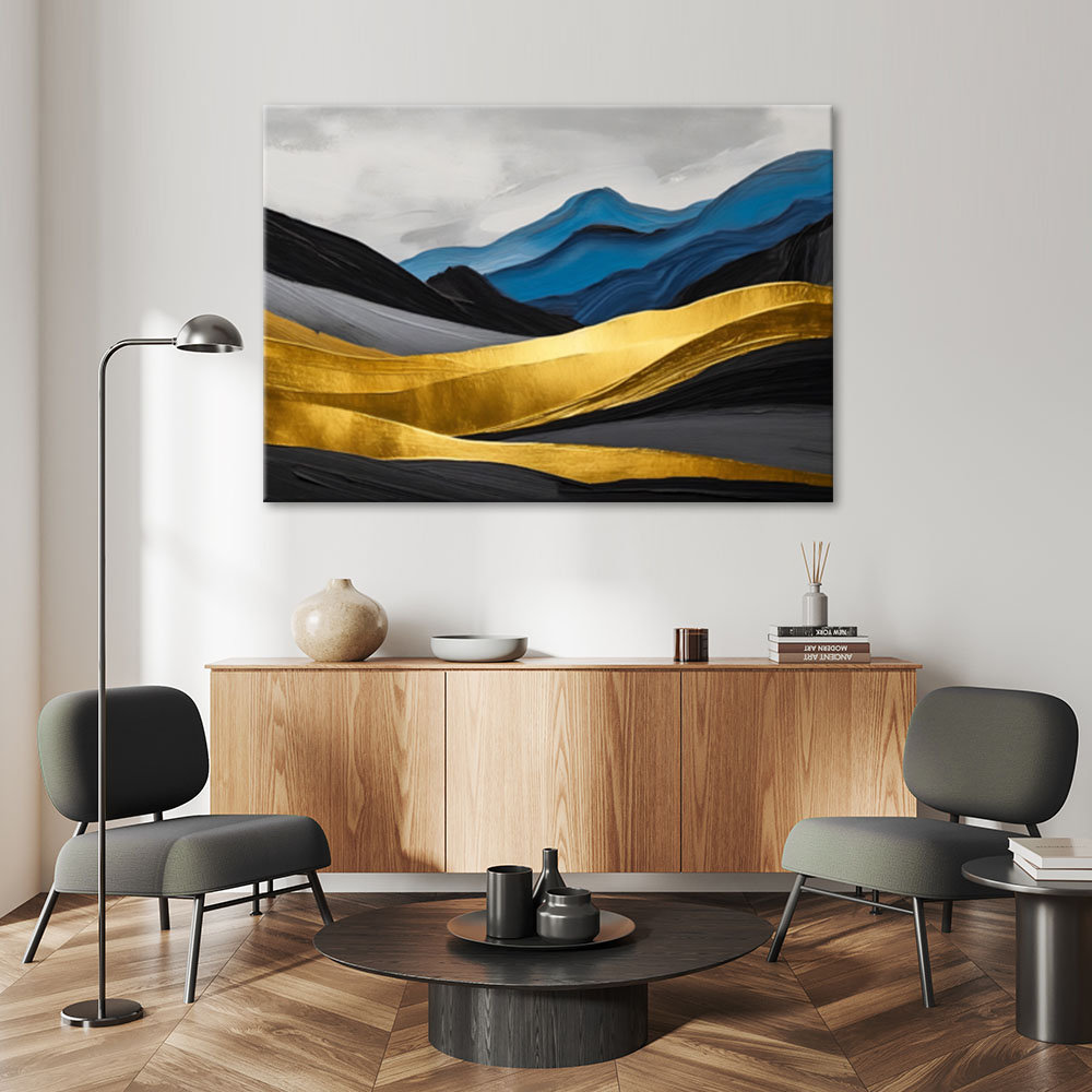 Leinwanddruck, Berge Abstrakt Gold Glamour - Wrapped Canvas Print