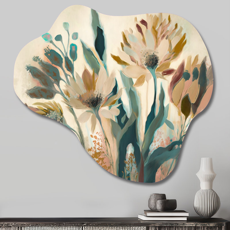 Chamond - Art mural métallique asymétrique en forme de nuage floral, H 25 po x l 28 po