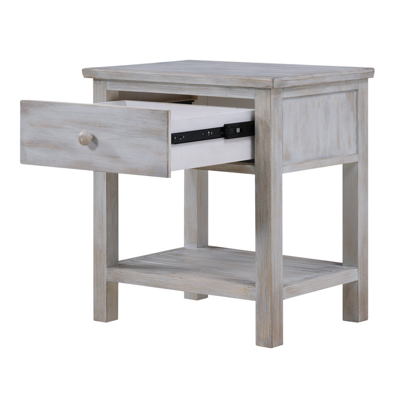 Geneva - 1 Drawer Nightstand with USB-A and USB-C Port - Distressed White Finish