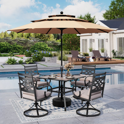 4 - Person Patio Dining Set with Square Table , Cushions Included
