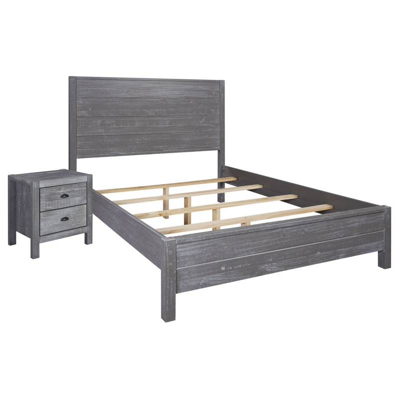 Montauk Bedroom Set, Rustic Gray, Queen, 3 Pcs: Bed, 2 Nightstands