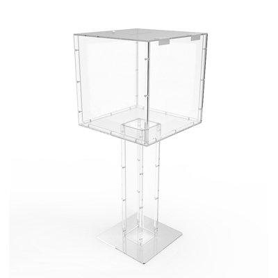 Fixturedisplays® 15X15x38" Clear Plexiglass Large Floor Standing Tithing Box Offering Box Ballot Box 14316