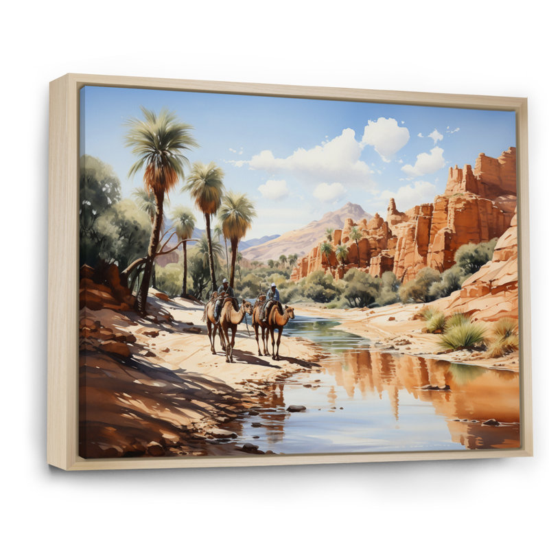 Sahara Sands Depict I - Animals Canvas Art Print, H 34 po x l 44 po, Cadre naturel flottant