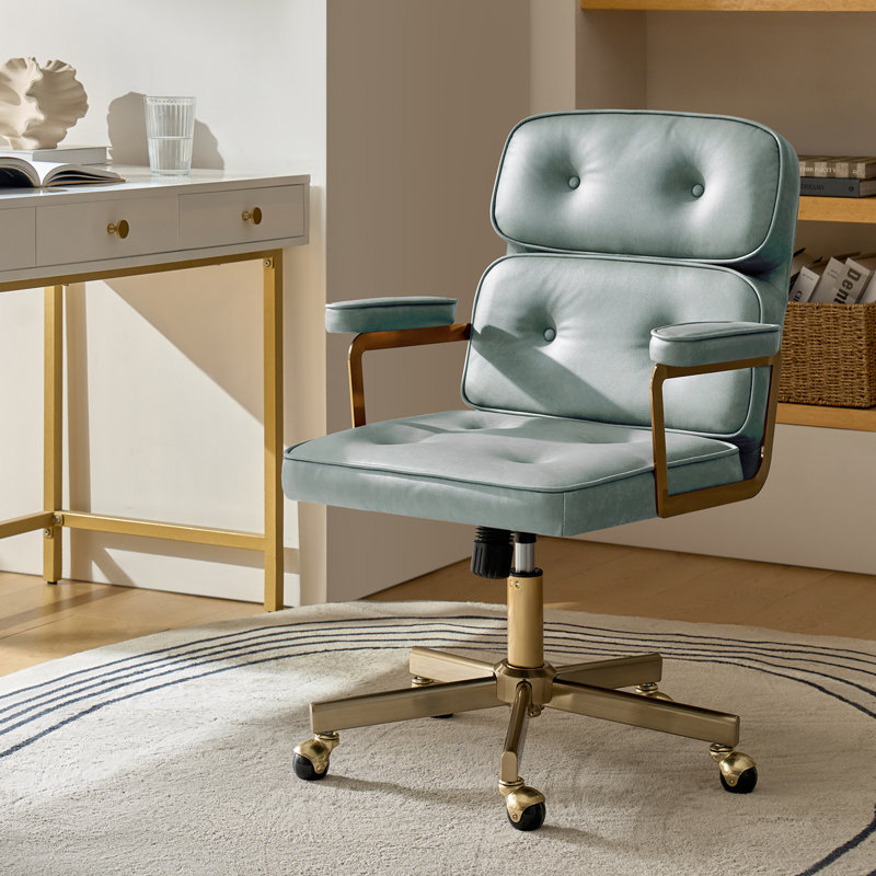 Chaise de bureau pivotante et inclinable en similicuir Debby, Sauge