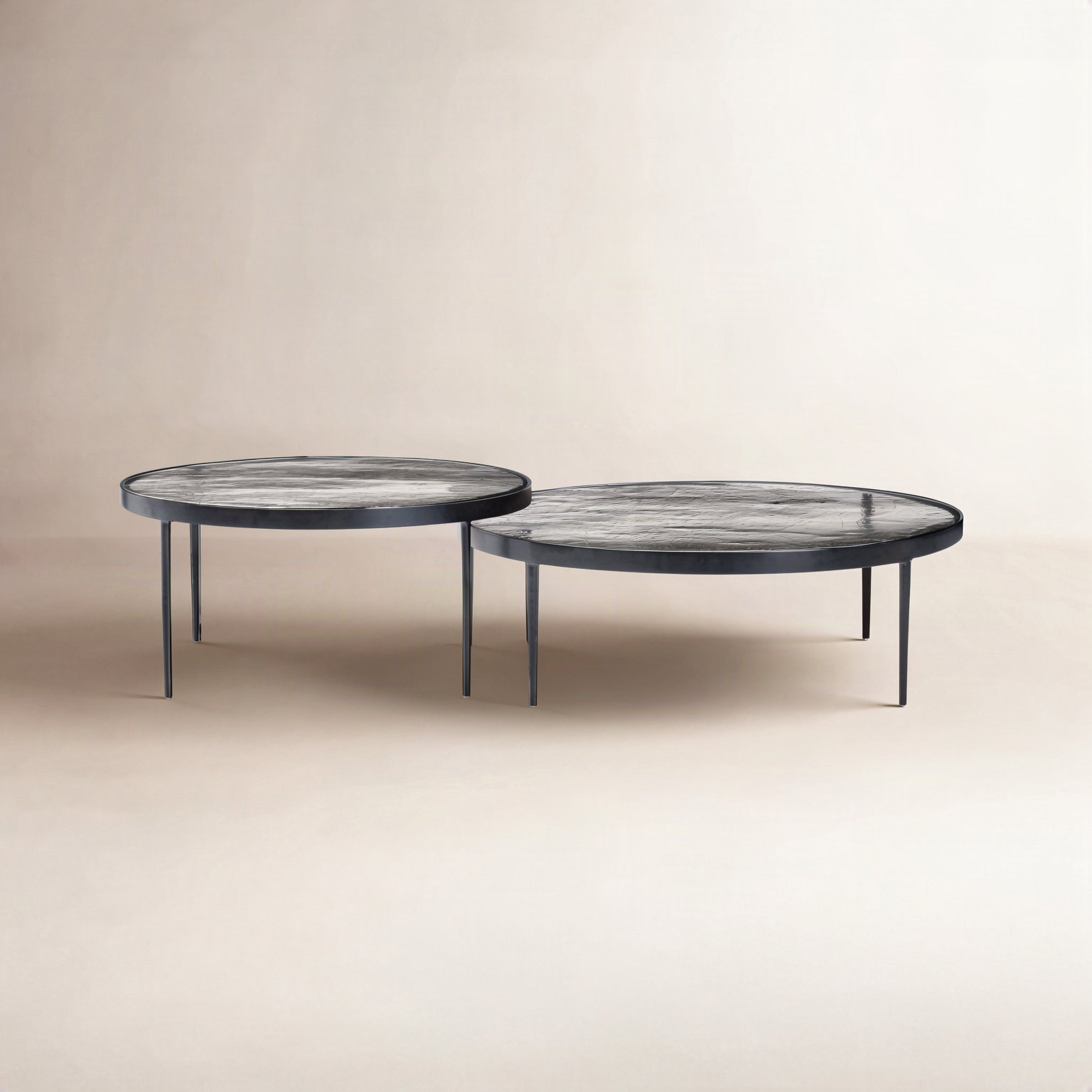 Abelina 40" Glass Nesting Coffee Table, Clear Cast Glass