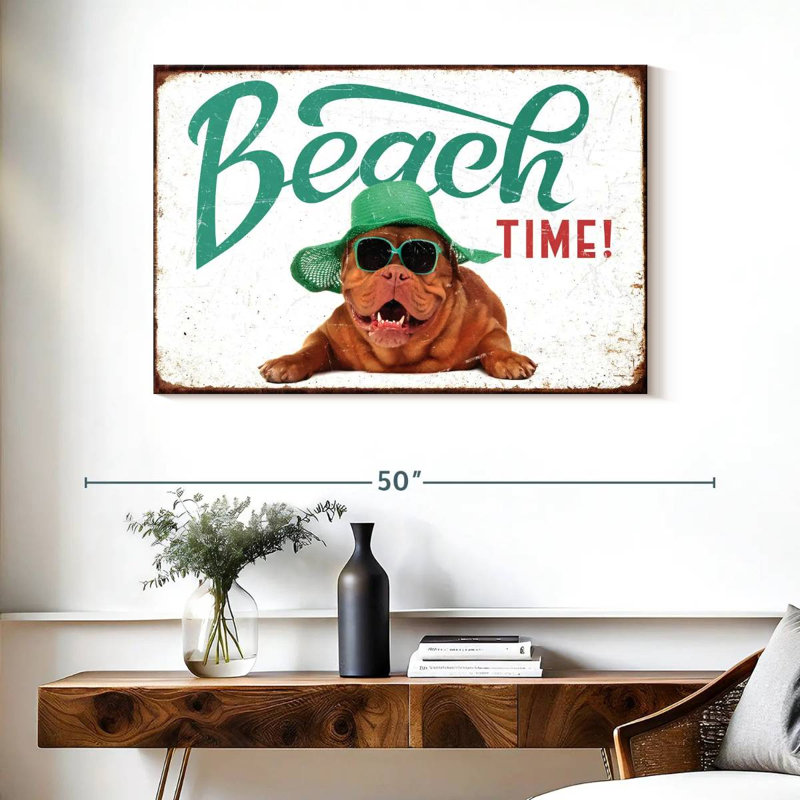 Chien prêt pour la plage, H 26 po x l 39 po