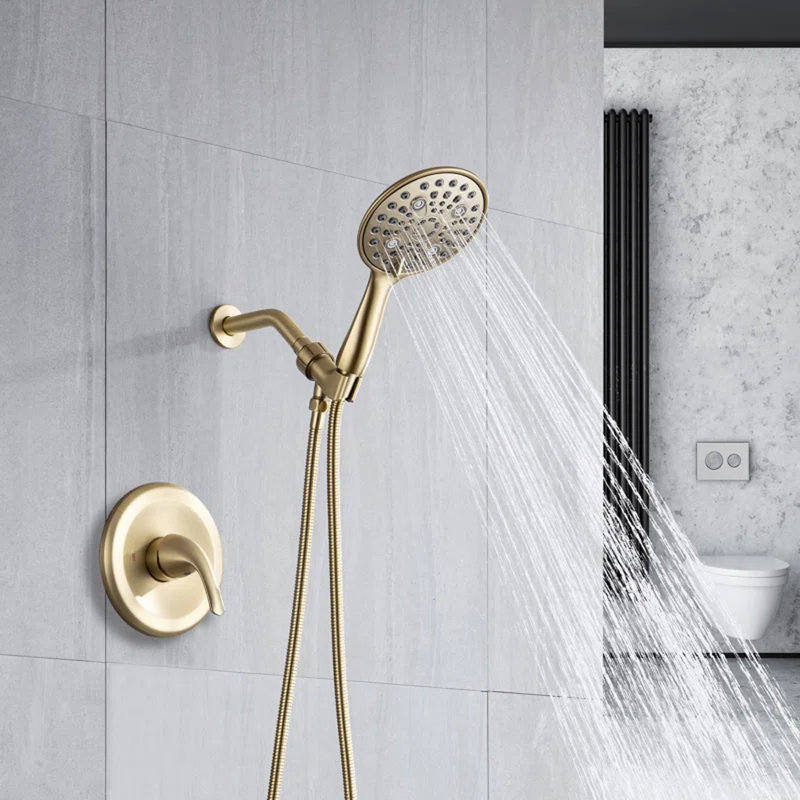 Shower Only Faucet with Rough-in Valve, Brushed Gold