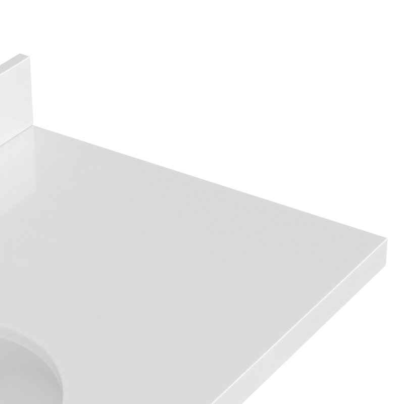 Meuble-lavabo mural simple ovale 36 po avec comptoir à quartz blanc pur 1,5 po Mulloy, Ovale, Blanc chaud