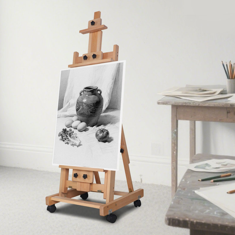 DENFER Folding Adjustable Solid Wood H-Frame Easel