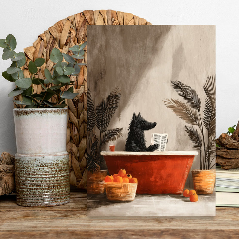 Wolf In Bathtube 4 by Justyna Jaszke - Wrapped Canvas Print, 45.72 cm H x 30.48 cm W