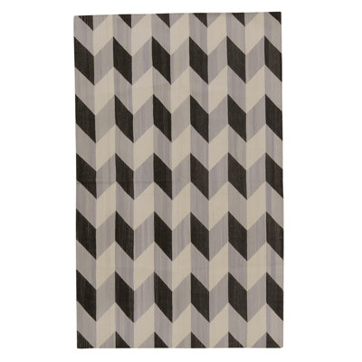 Tapis rectangulaire en laine à tissage plat