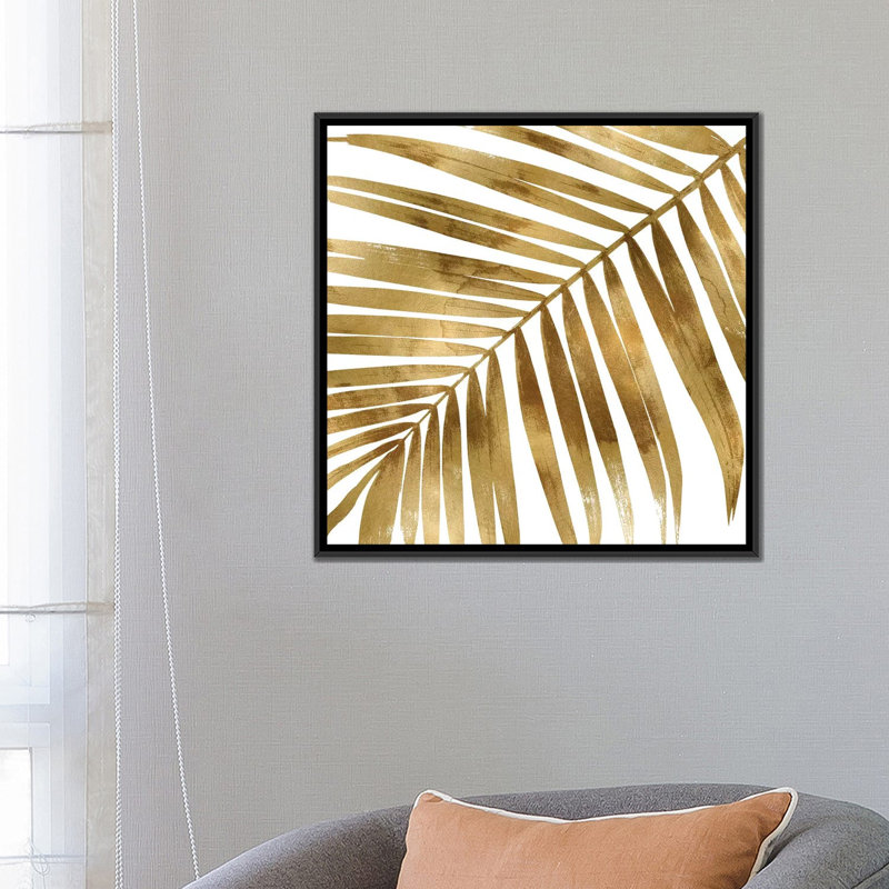" Gold Palm, Close-Up I " by Unknown Artist, 18" H x 18" W x 1.5" D, Black Framed Canvas, No Mat